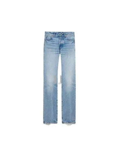 Low Rise Denim Straight Jeans Blue - SAINT LAURENT - BALAAN 2