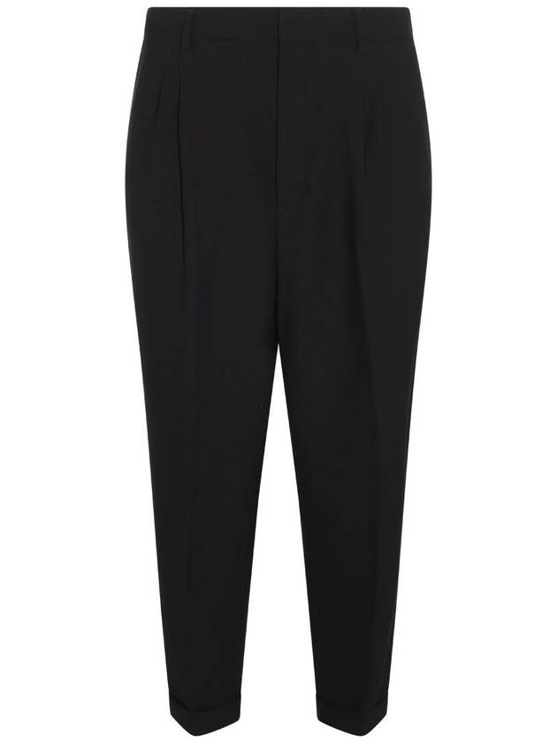 Pressed Crease Cropped Slacks Black - AMI - BALAAN 2