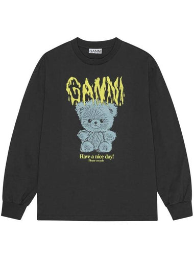 Graphic Print Sweatshirt Black - GANNI - BALAAN 1