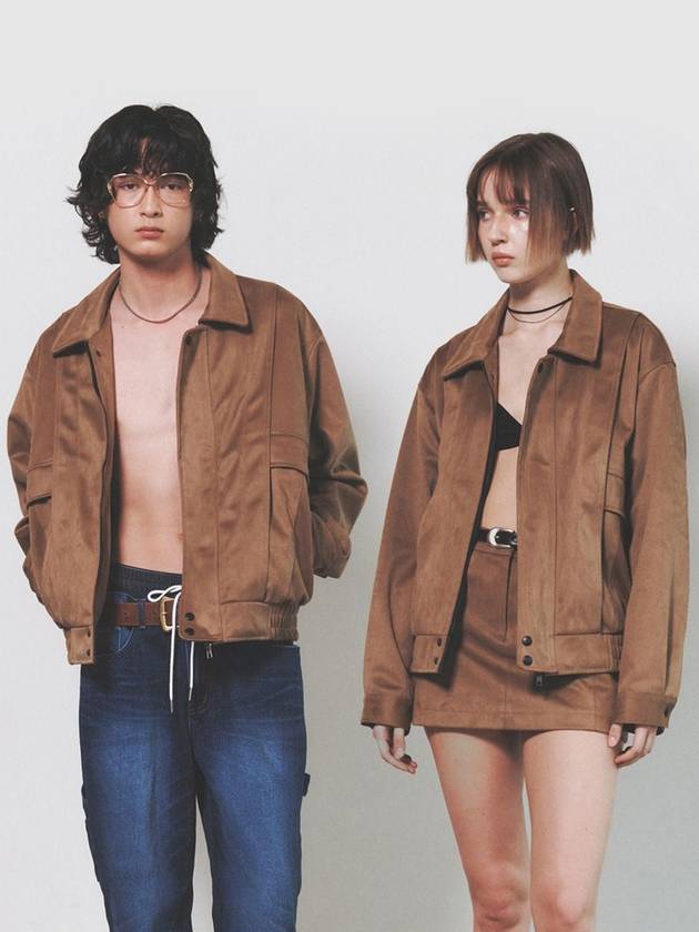 Suede Collar Jacket Brown - NUAKLE - BALAAN 1