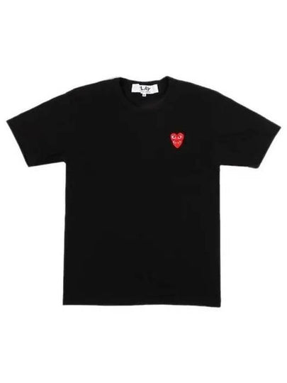 Double Heart Wappen Short Sleeve T-Shirt Black - COMME DES GARCONS - BALAAN 2