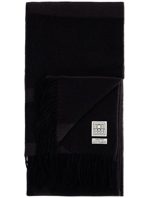 charcoal grey monogram jacquard wool scarf - TOTEME - BALAAN 2