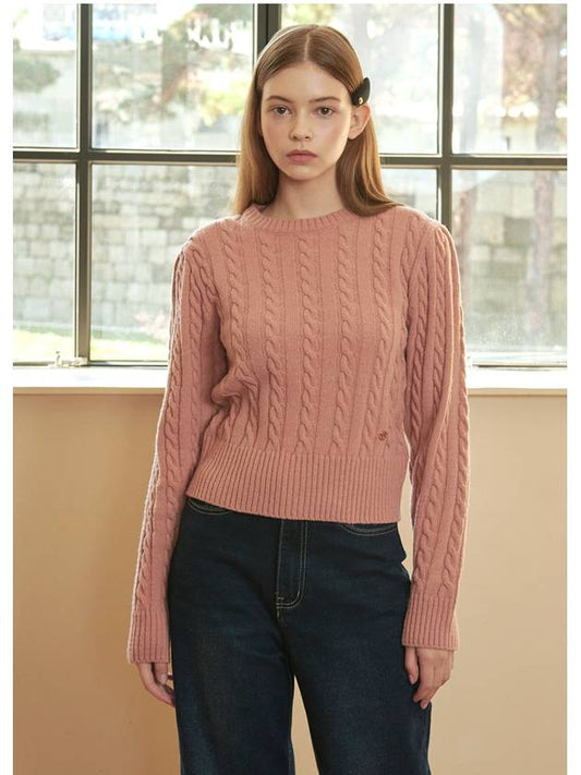 Women's Magnolia Wool Open Back Puff Knit Top Pink - MICANE - BALAAN 2