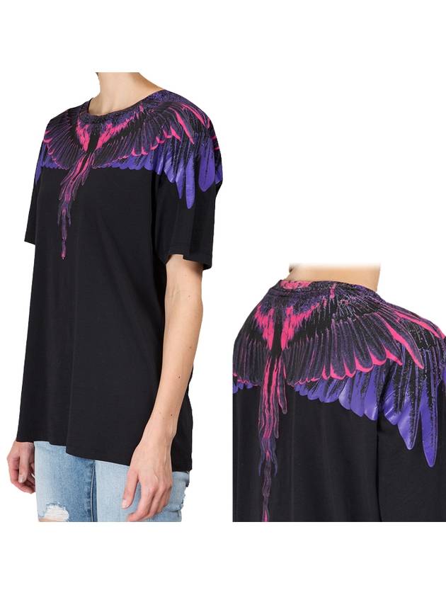 Men's Wings Print Short Sleeve T-Shirt Black - MARCELO BURLON - BALAAN 3