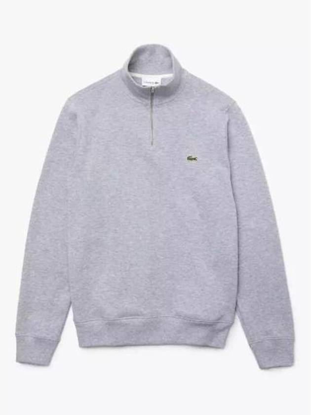 Logo Half Zip Up Cotton Sweatshirt Grey - LACOSTE - BALAAN 2