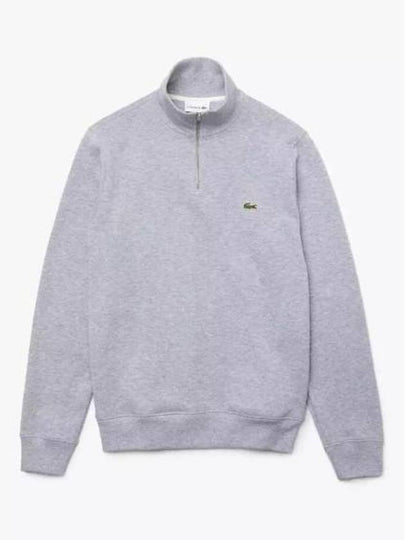 Logo Half Zip Up Cotton Sweatshirt Grey - LACOSTE - BALAAN 2