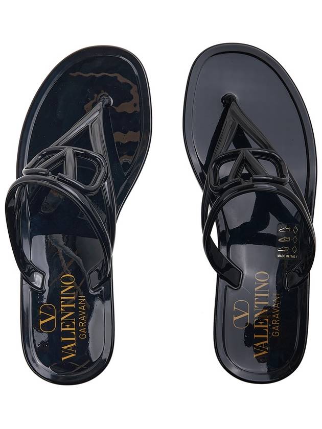 V Logo Signature Flip Flops Black - VALENTINO - BALAAN 6