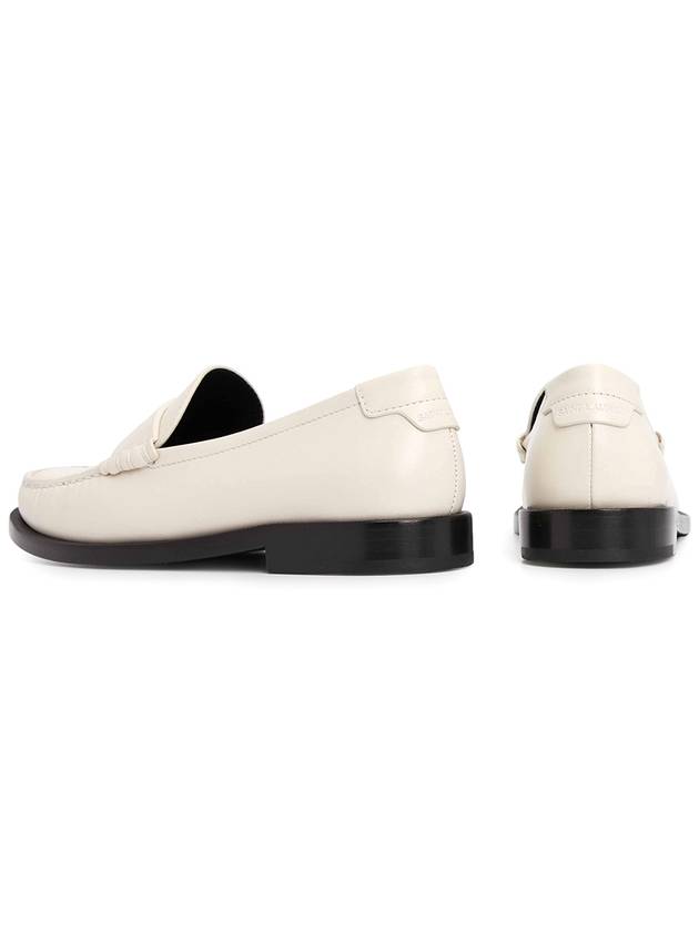 Le Loafer Penny Slippers In Smooth Leather Pearl - SAINT LAURENT - BALAAN 7