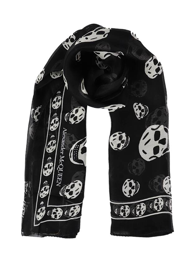 Skull Print Silk Scarf Black - ALEXANDER MCQUEEN - BALAAN 2