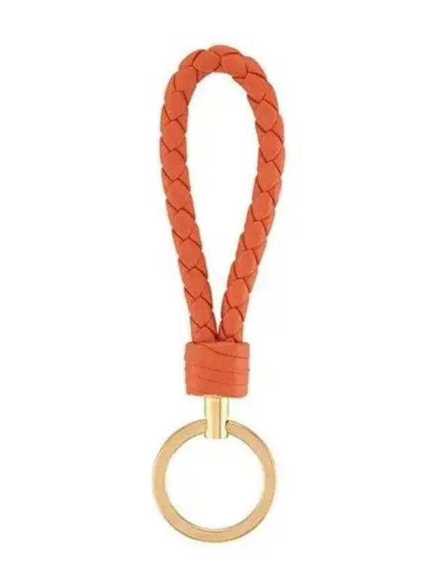 Intrecciato Leather Key Holder Orange - BOTTEGA VENETA - BALAAN 2