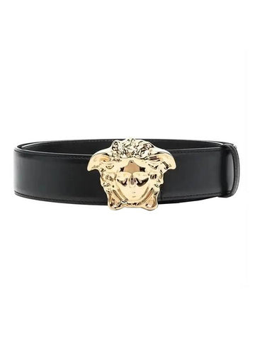 Medusa Buckle Leather Belt Black - VERSACE - BALAAN 1