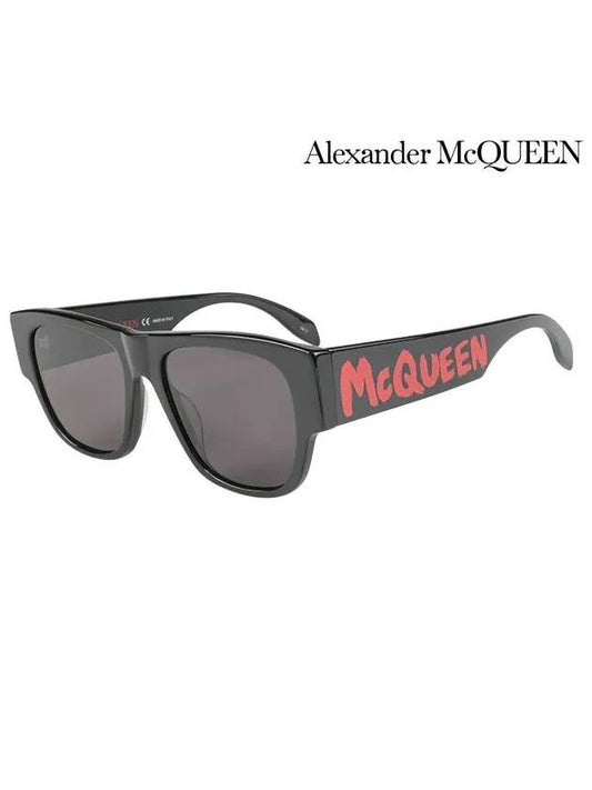 Eyewear Acetate Classic Square Side Red Logo Sunglasses Black - ALEXANDER MCQUEEN - BALAAN.