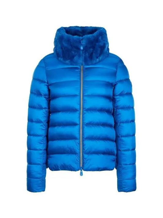 MEI fur high neck padded jacket blue 271887 - SAVE THE DUCK - BALAAN 1