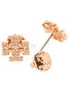 Crystal Logo Stud Earrings Rose Gold - TORY BURCH - BALAAN 2