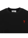 Chain Stitch Heart Logo Long Sleeve T-Shirt Black - AMI - BALAAN 6