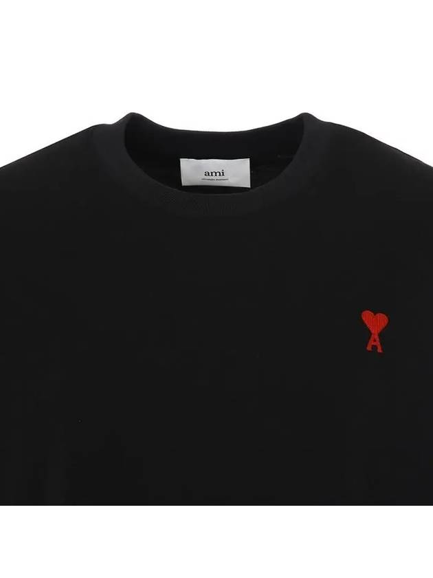 Chain Stitch Heart Logo Long Sleeve T-Shirt Black - AMI - BALAAN 6