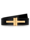 Double T Buckle Leather Belt Black - TOM FORD - BALAAN 2