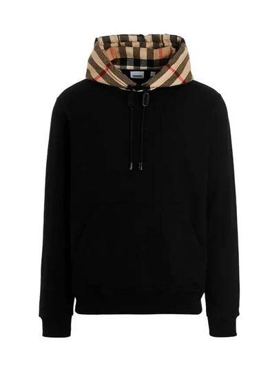 Check Hood Cotton Hoodie Black - BURBERRY - BALAAN 2