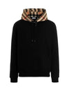 Check Hood Cotton Hoodie Black - BURBERRY - BALAAN 3