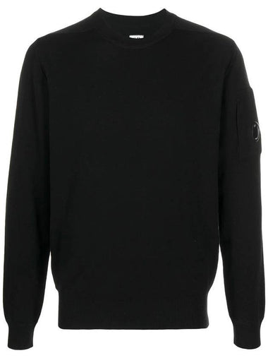 Men's Lens Wappen Merino Wool Knit Top Black - CP COMPANY - BALAAN 1