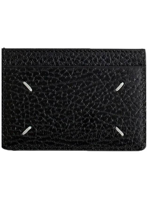 Grain Leather Stitch Card Wallet Black - MAISON MARGIELA - BALAAN 3