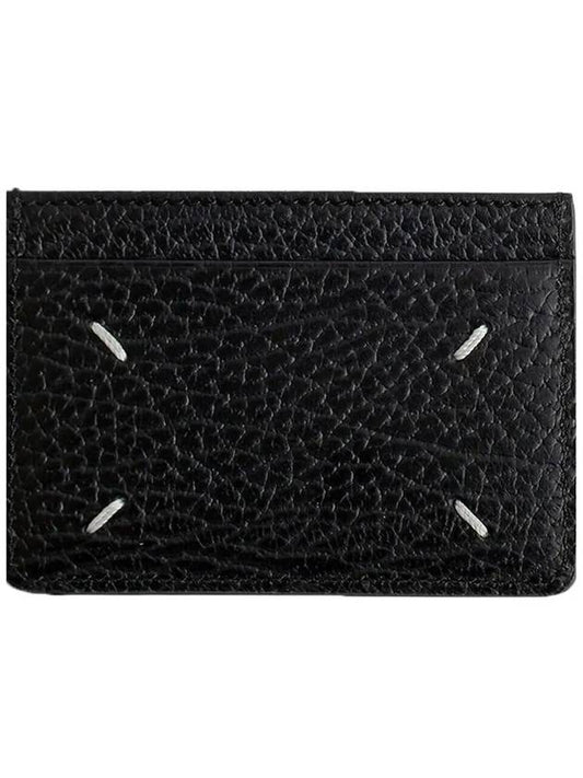 Grain Leather Stitch Card Wallet Black - MAISON MARGIELA - BALAAN 2