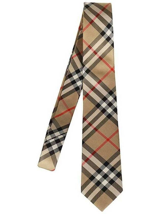 Men's Modern Cut Vintage Check Silk Tie Beige - BURBERRY - BALAAN 2