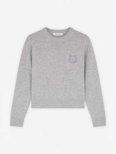 Bold Fox Head Embroidered Crop Knit Top Grey - MAISON KITSUNE - BALAAN 2