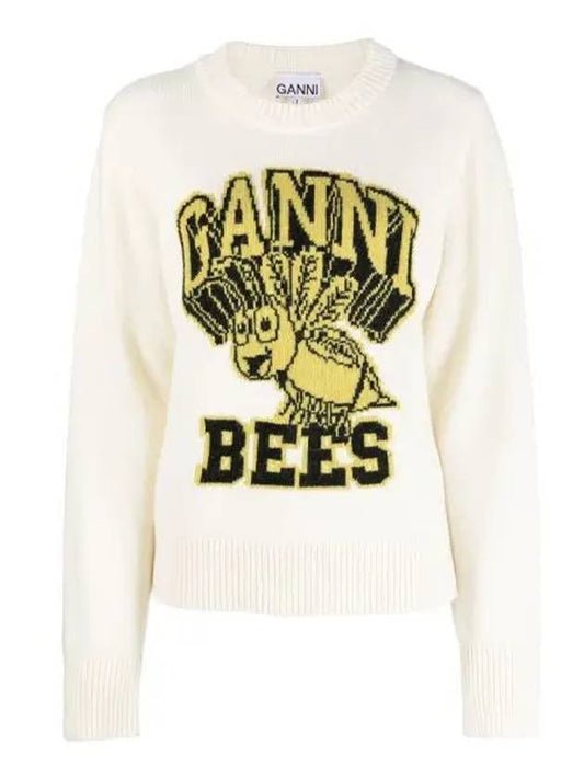 Women's Logo Intarsia Knit Top Off White - GANNI - BALAAN 2