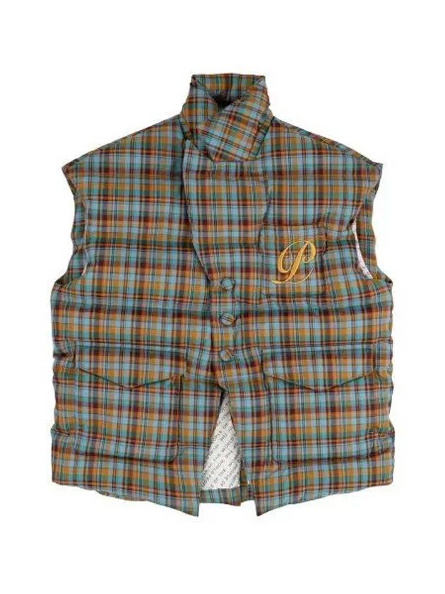 Goose Down Check Padding Vest Green - PEOPLE OF THE WORLD - BALAAN 3