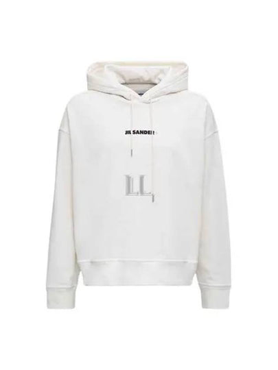 Men's Plus Logo Cotton Hoodie White - JIL SANDER - BALAAN 2