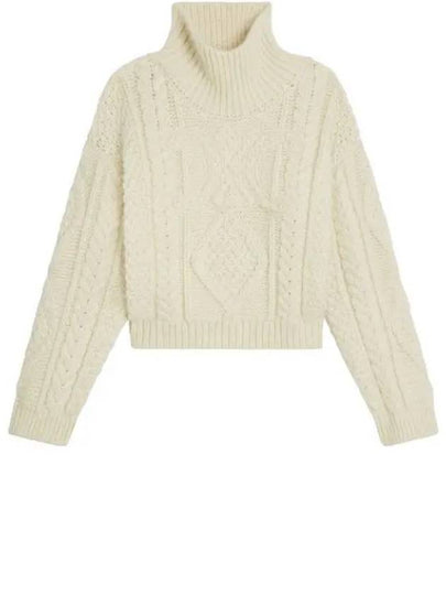 High-neck Aran Alpaca Knit Top Off White - CELINE - BALAAN 2