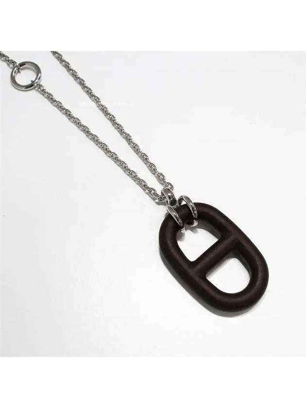 Chaine D'Ancre Vulcanium Necklace Brown Silver - HERMES - BALAAN 5