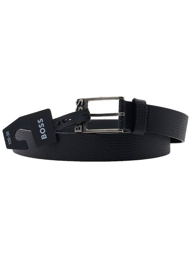 Men's Buckle Logo Leather Belt Black - HUGO BOSS - BALAAN 11