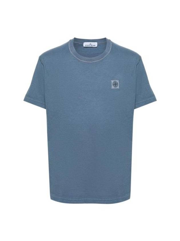 Organic Cotton Short Sleeve T-Shirt Avio Blue - STONE ISLAND - BALAAN 1