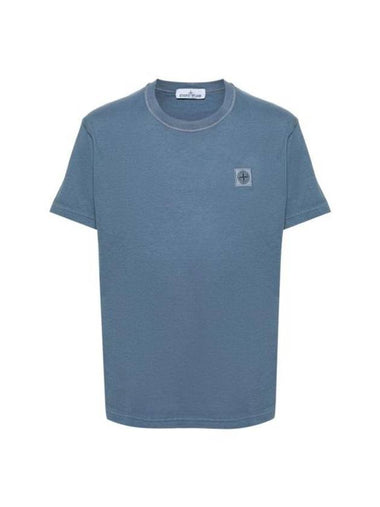 Organic Cotton Short Sleeve T-Shirt Avio Blue - STONE ISLAND - BALAAN 1