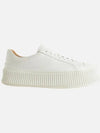 Logo Round Toe Calfskin Leather Low Top Sneakers Porcelain - JIL SANDER - BALAAN 2