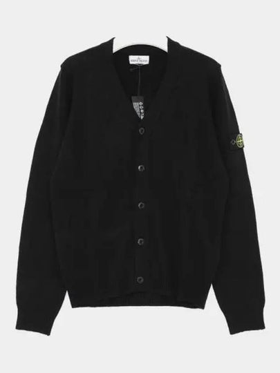 Kids Wappen Patch V-Neck Knit Cardigan Black - STONE ISLAND - BALAAN 2