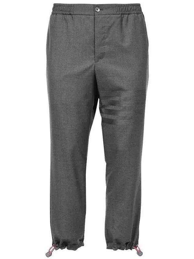 Plain Weave 4-Bar Elastic Waist Track Pants Dark Grey - THOM BROWNE - BALAAN 2