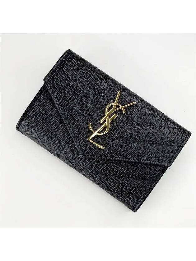 Monogram Envelope Small Half Wallet Black Gold - SAINT LAURENT - BALAAN 5