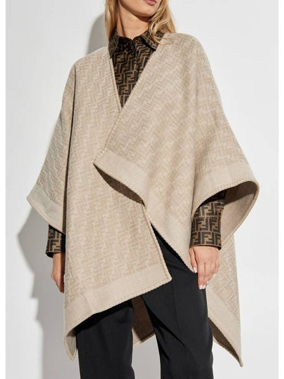 Wool Cashmere Poncho Beige - FENDI - BALAAN 2