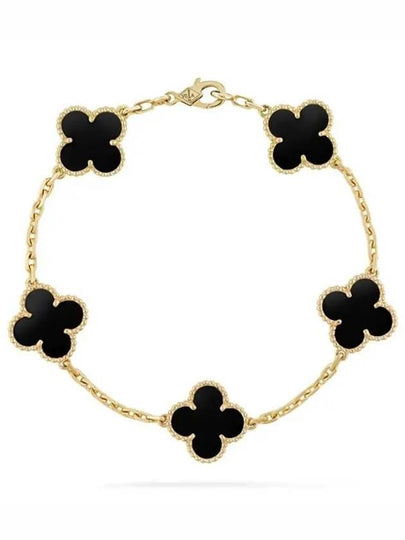 Vintage Alhambra 5 Motifs Bracelet Gold Black - VANCLEEFARPELS - BALAAN 2