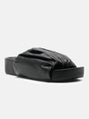 Pleated Padded Leather Slippers Black - JIL SANDER - BALAAN 4