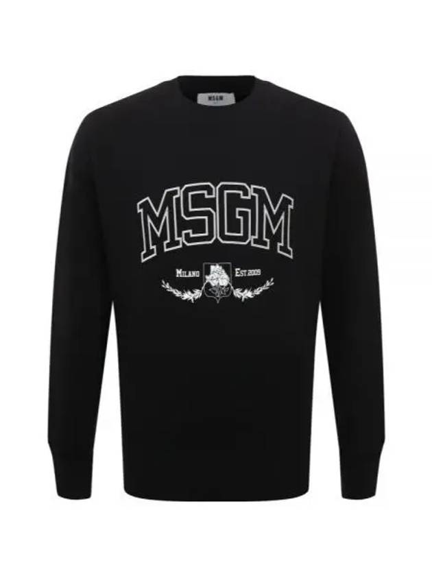 Logo Print Cotton Sweatshirt Black - MSGM - BALAAN 2