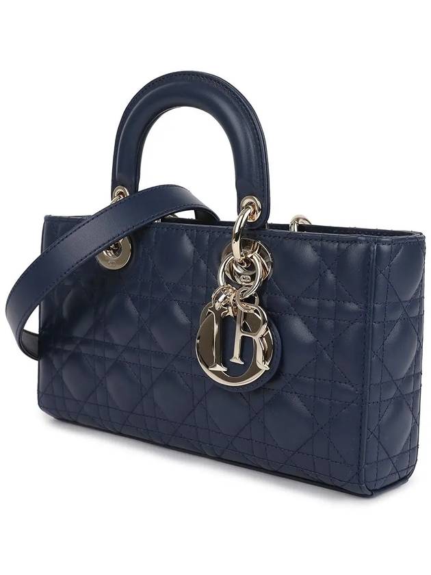 Lady D Joy Cannage Sheepskin Tote Bag Deep Blue - DIOR - BALAAN 3