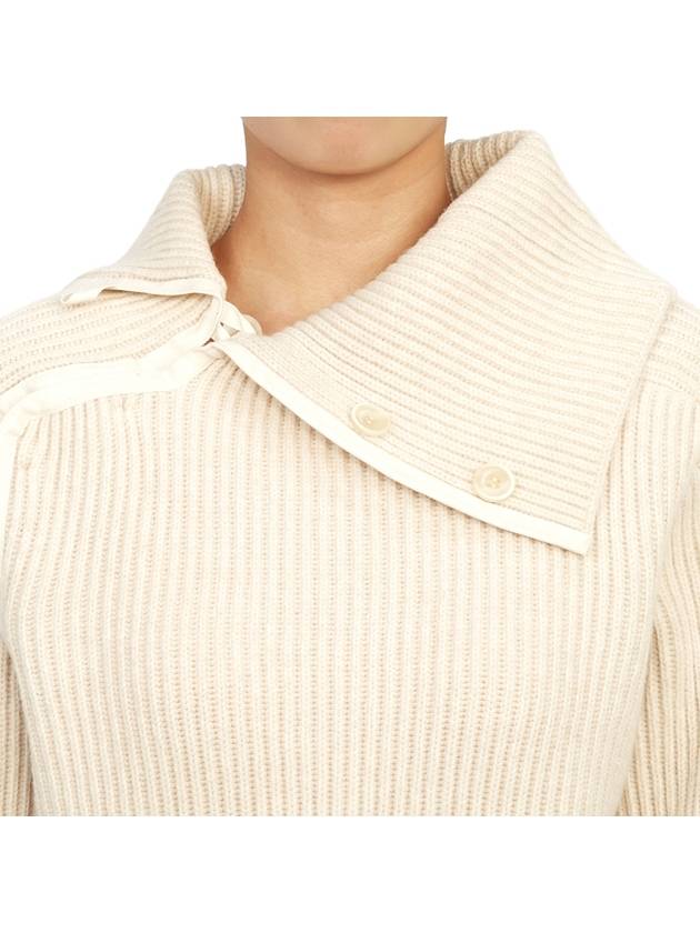 La Maille Vega Asymmetric Mock Neck Wool Knit Top Light Beige - JACQUEMUS - BALAAN 11