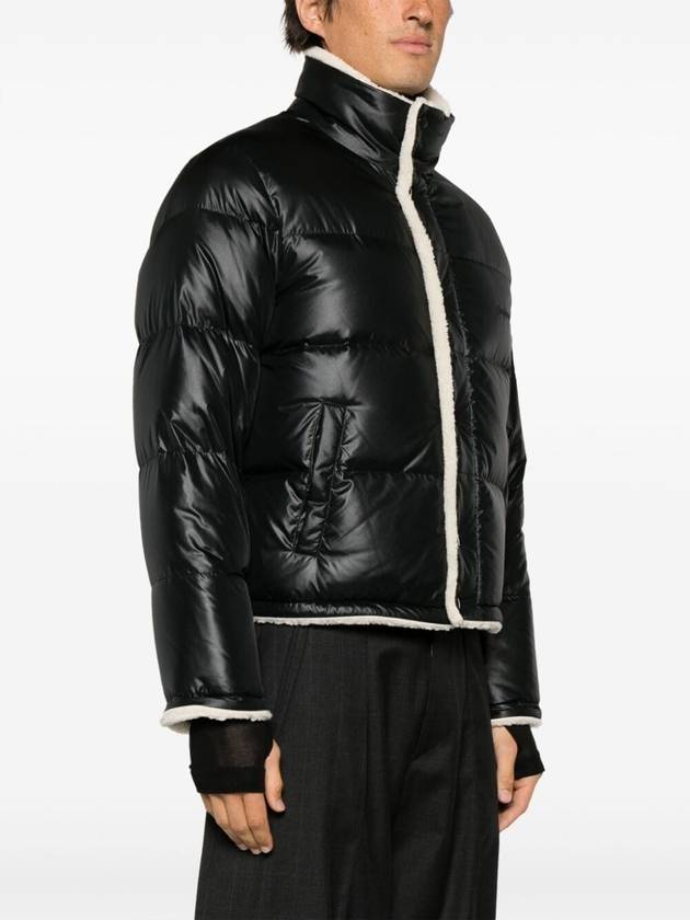 Shearling Lining Nylon Down Puffer Jacket Black - SAINT LAURENT - BALAAN 3