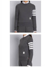 Engineered 4 Bar Stripe Loopback Jersey Knit Crewneck Sweatshirt Dark Grey - THOM BROWNE - BALAAN 5