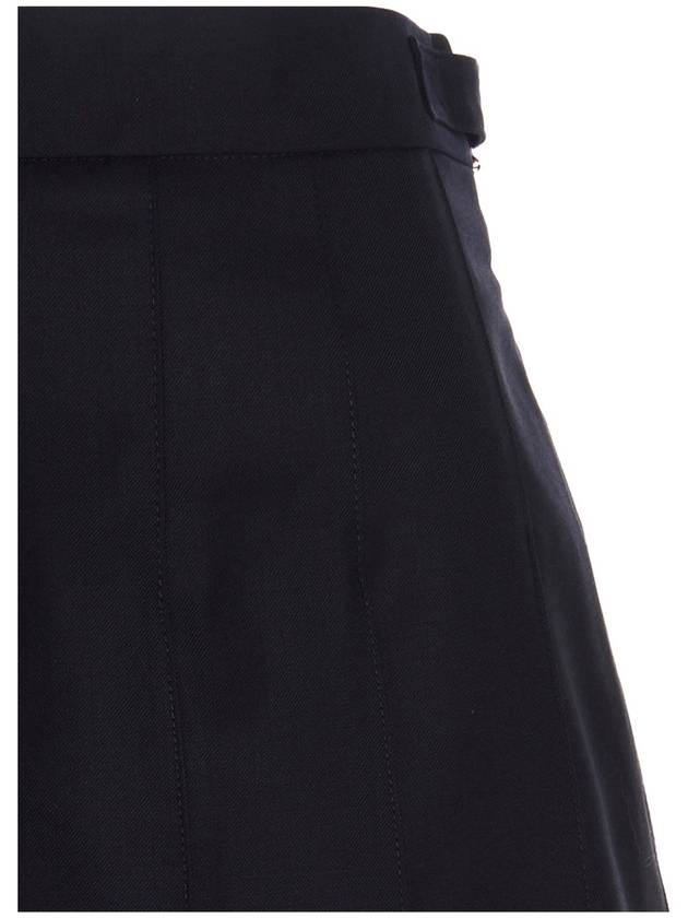 Super 120S Twill Below Knee Pleated Skirt Navy - THOM BROWNE - BALAAN 4