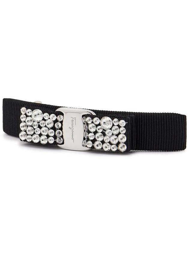 Women's Vara Bow Crystal Hair Clip Black - SALVATORE FERRAGAMO - BALAAN 3